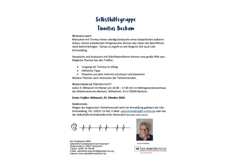 Selbsthilfegruppe Tinnitus Beckum startet am 23. Oktober 2024